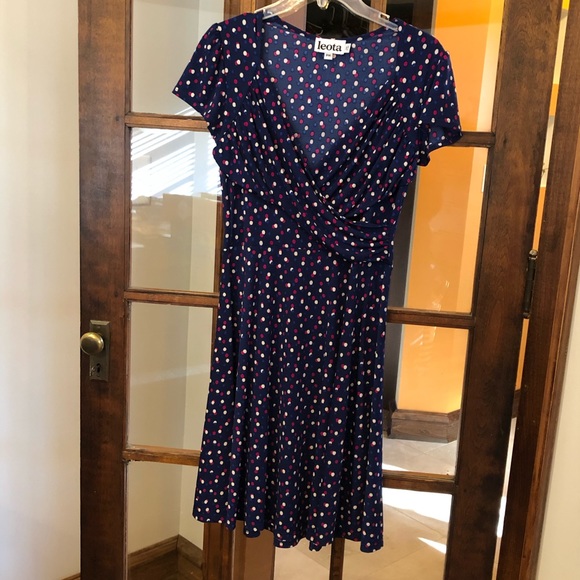 Retro 1950s, 1960s Navy Sweetheart Dress, Jersey Knit - Picture 3 of 7